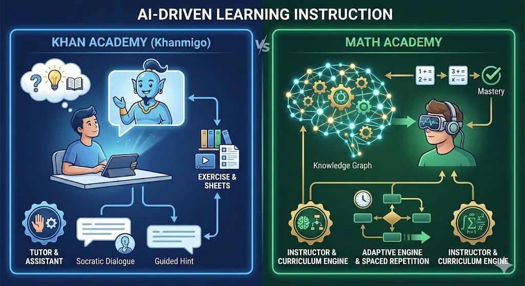 Khan Academy 与 Math Academy 教学方式对比
