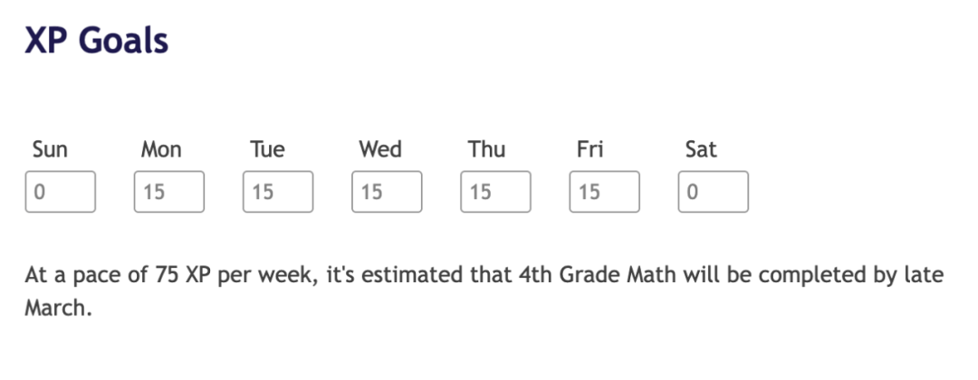 Math Academy XP Goals